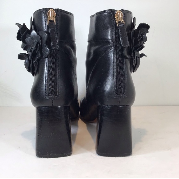 TORY BURCH BLOSSOM CALF LEATHER ANKLE BOOTIES BLK SZ 7.5 - Picture 10 of 16